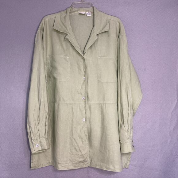 Merona Women's Linen Tunic Button Up Top Size XL Oversized Lagenlook Bohemian - Picture 1 of 6